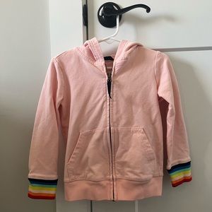 Primary rainbow cuff zip hoodie